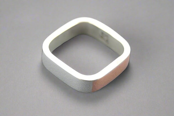 Squared silver with copper inlay ring - Makers & Providers