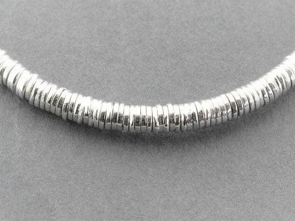 stacked 4 mm circle disc bead bangle - sterling silver
