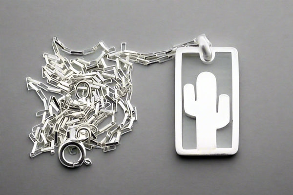 sterling silver cactus pendant necklace