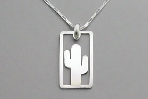 sterling silver cactus pendant necklace