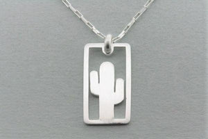 sterling silver cactus pendant necklace
