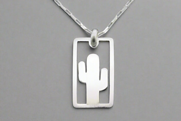 sterling silver cactus pendant necklace