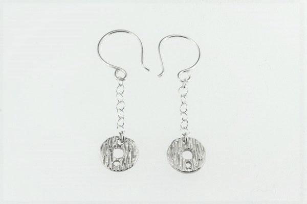 sterling silver chain & textured circle earring