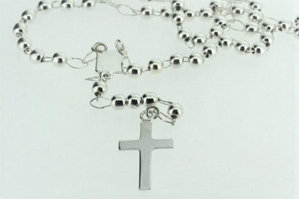 sterling silver rosary necklace with sterling silver ball beads