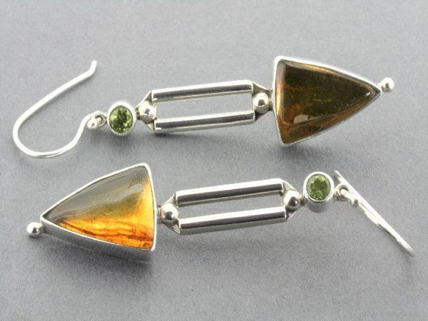 amber and citrine silver drop earrings