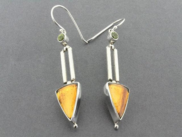 amber and citrine silver drop earrings