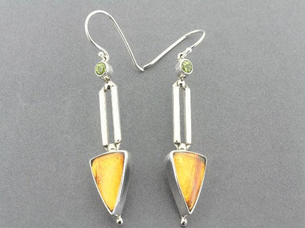 amber and citrine silver drop earrings