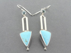 stone arrow turquoise & blue topaz earrings - sterling silver - Makers & Providers