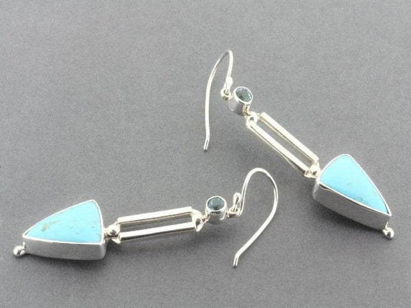 stone arrow turquoise & blue topaz earrings - sterling silver