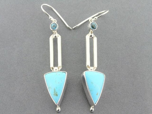 stone arrow turquoise & blue topaz earrings - sterling silver