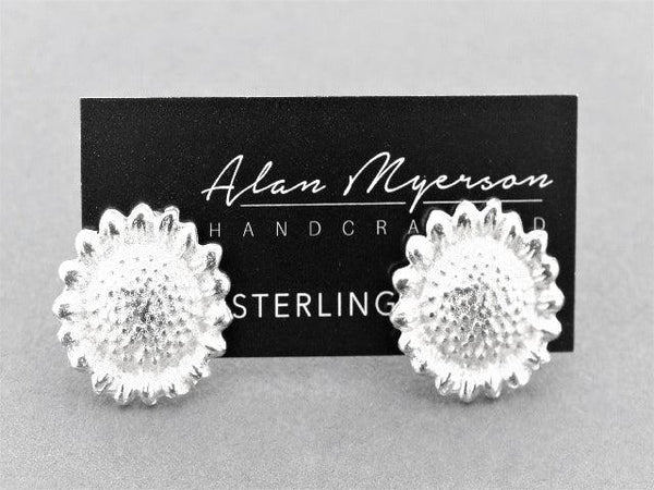 silver sunflower earrings