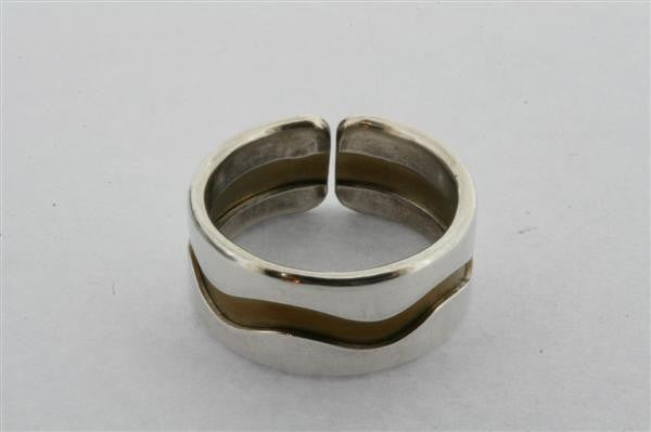 Swerve titanium/silver ring - earth - sterling silver and titanium - Makers & Providers