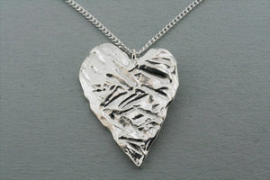 textured heart pendant on 55 cm link chain - Makers & Providers