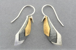 textured/ox/gold 3 layered diamond earring - narrow - Makers & Providers