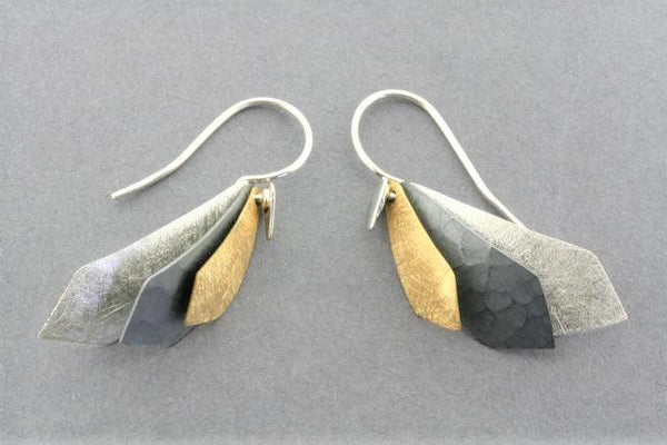 textured/ox/gold 3 layered diamond earring - narrow - Makers & Providers