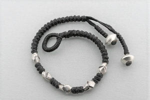 folded bead bracelet - black - pure silver - Makers & Providers