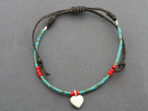 turquoise bead bracelet - heart - Makers & Providers