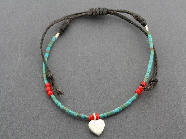 turquoise bead bracelet - heart