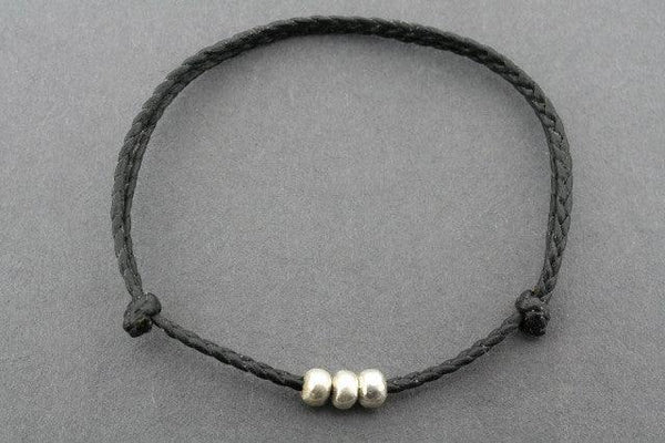 slip knot bracelet - 3 bead - black
