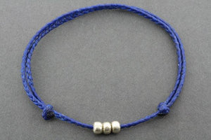 slip knot bracelet - 3 bead - blue - Makers & Providers
