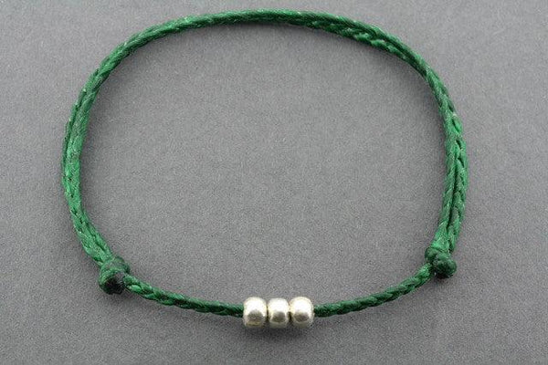 slip knot bracelet - 3 bead - green - Makers & Providers