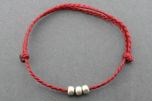 slip knot bracelet - 3 bead - red - Makers & Providers