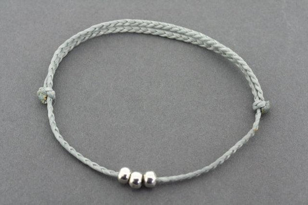 slip knot bracelet - 3 bead - grey - Makers & Providers