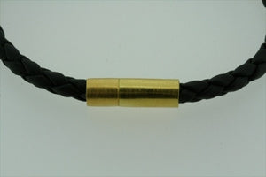 19cm Black Rubber Magnet Bracelet - gold plated - Makers & Providers