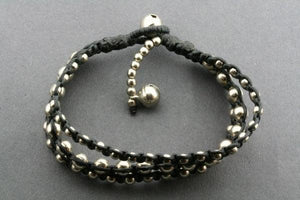 3 strand metallic bead black thread bracelet - Makers & Providers