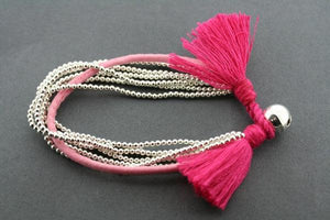 5 strand metalic bead bracelet - pink - Makers & Providers