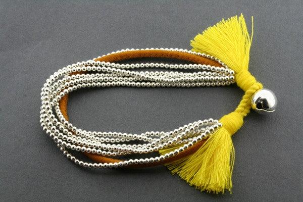 5 strand metalic bead bracelet - yellow - Makers & Providers
