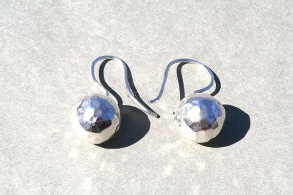 battered ball hook earring - pure silver - Makers & Providers