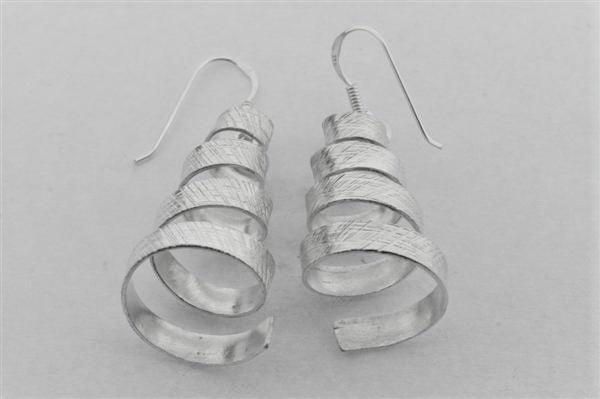 Coil cone earring - fine silver
