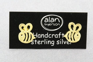 Bee stud - 22 Kt gold over silver - Makers & Providers