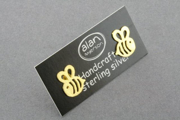 Bee stud - 22 Kt gold over silver