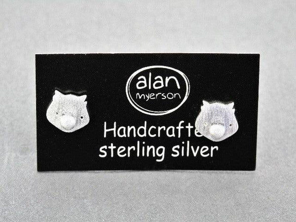 wombat face stud -sterling silver