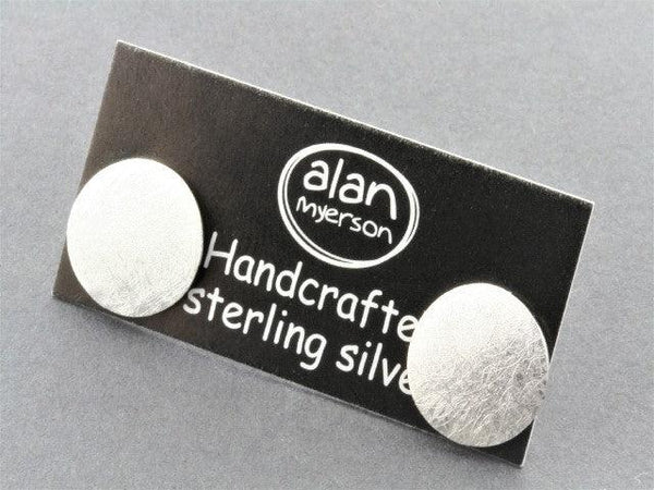 Convex disc scratched stud - sterling silver - Makers & Providers