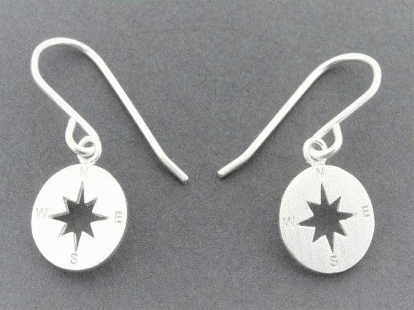 compass drop earring - sterling silver