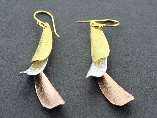Fava Bean drop earring - silver, gold & rose gold