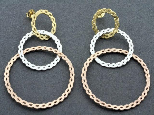 3 circle braided hoops - silver, gold, rose gold - Makers & Providers