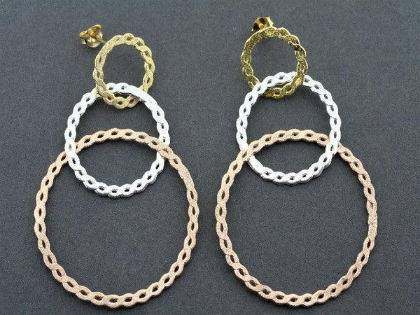 3 circle braided hoops - silver, gold, rose gold - Makers & Providers