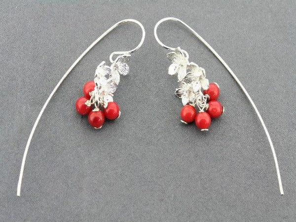 red coral verbena earrings