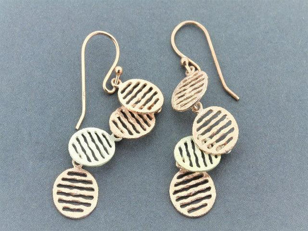 2 mini mesh disc drop earring - silver & rose gold - Makers & Providers