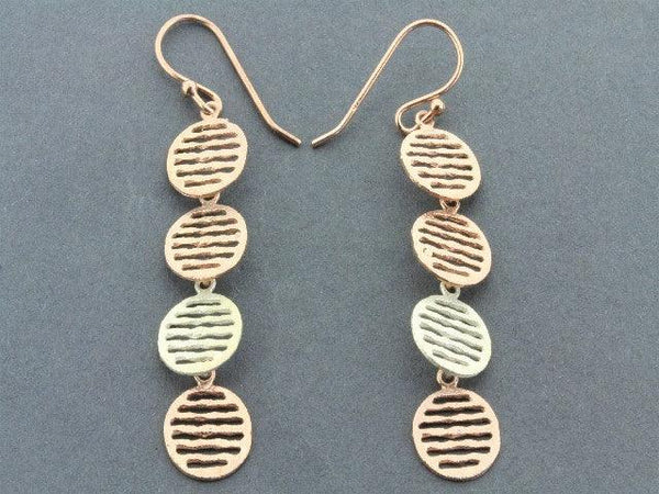 2 mini mesh disc drop earring - silver & rose gold - Makers & Providers