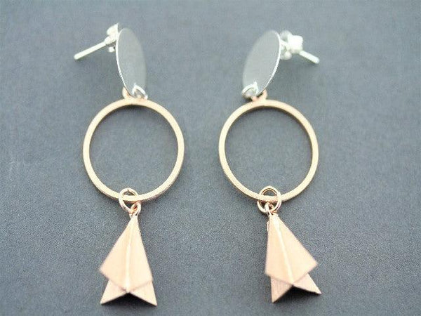 dart flight drop earrings - rose gold over silver - Makers & Providers