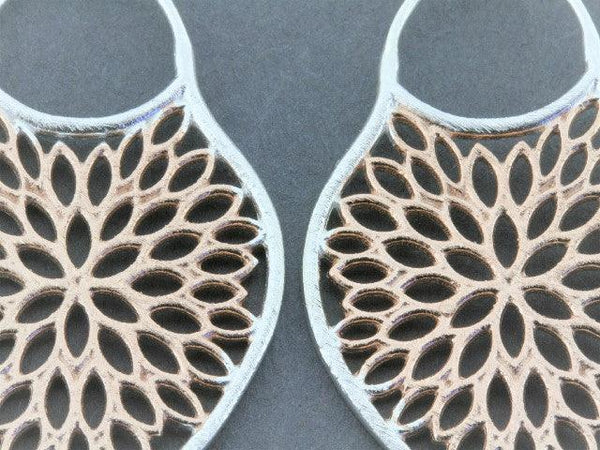 mosaic shield earring - rose gold on silver