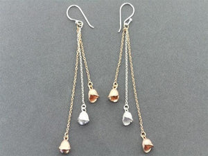3 bell seed chain drop earring - rose gold on silver - Makers & Providers