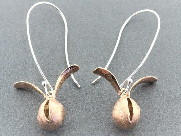 Rose hip drop earring - rose gold on silver - Makers & Providers