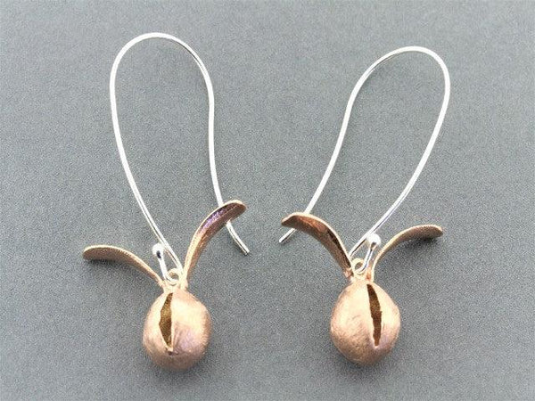 Rose hip drop earring - rose gold on silver - Makers & Providers