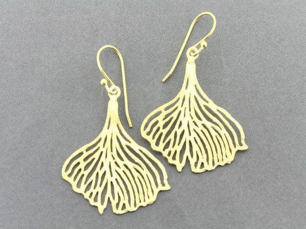 Ginkgo leaf earring - 22 Kt gold over silver